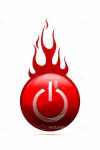 Red Power Button with Abstract Flames